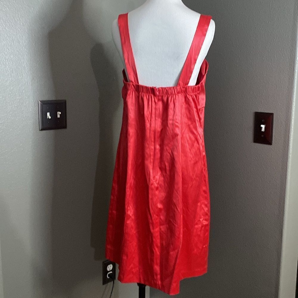 Wishes wishes wishes Salmon Pink Mini Dress Pleated Ruffle bodice Stretch Satin - Picture 7 of 9